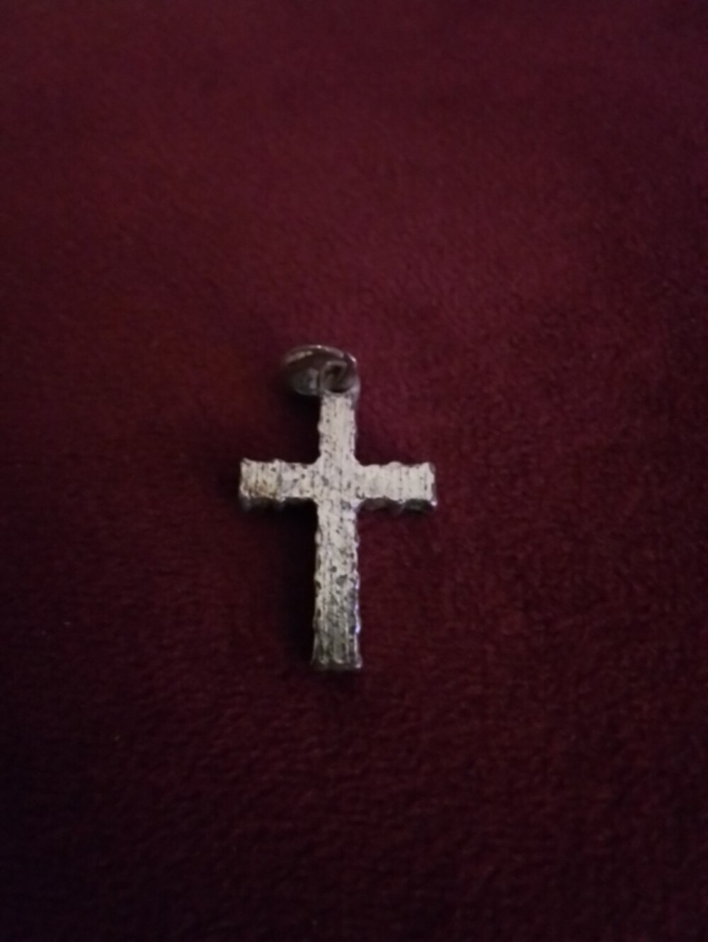 Silver Cross Pendant - Clear Rhinestone Accents - Picture 2 of 2